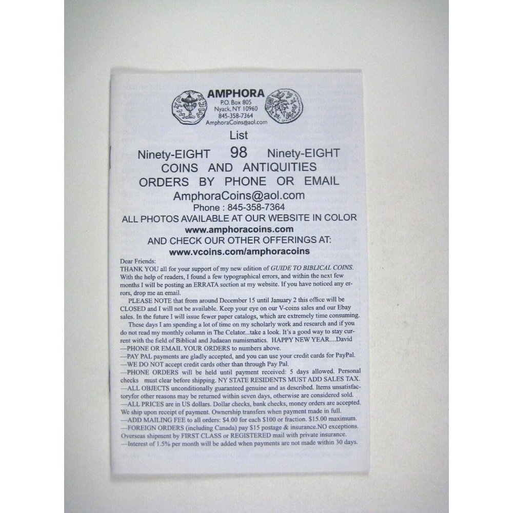 Amphora Catalog Volume 98 PPB Coins